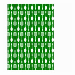 Green And White Kitchen Utensils Pattern Large Garden Flag (two Sides)