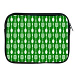 Green And White Kitchen Utensils Pattern Apple iPad 2/3/4 Zipper Cases Front