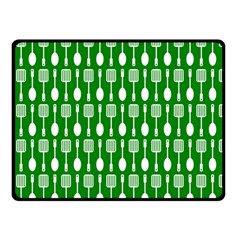 Green And White Kitchen Utensils Pattern Double Sided Fleece Blanket (small)  by GardenOfOphir