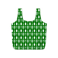 Green And White Kitchen Utensils Pattern Full Print Recycle Bags (s) 