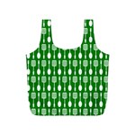 Green And White Kitchen Utensils Pattern Full Print Recycle Bags (S)  Front