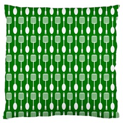 Green And White Kitchen Utensils Pattern Large Flano Cushion Cases (one Side)  by GardenOfOphir