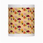 Colorful Ladybug Bess And Flowers Pattern White Mugs Center