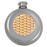 Colorful Ladybug Bess And Flowers Pattern Round Hip Flask (5 oz) Front