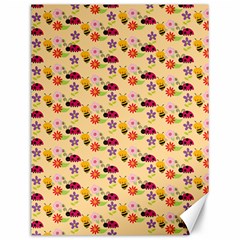 Colorful Ladybug Bess And Flowers Pattern Canvas 12  X 16   by GardenOfOphir