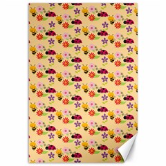 Colorful Ladybug Bess And Flowers Pattern Canvas 12  X 18   by GardenOfOphir