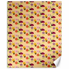 Colorful Ladybug Bess And Flowers Pattern Canvas 16  X 20   by GardenOfOphir