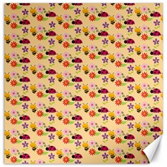 Colorful Ladybug Bess And Flowers Pattern Canvas 20  X 20   by GardenOfOphir