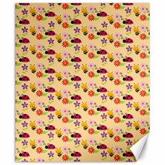 Colorful Ladybug Bess And Flowers Pattern Canvas 20  X 24   by GardenOfOphir