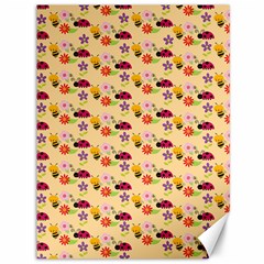 Colorful Ladybug Bess And Flowers Pattern Canvas 36  X 48   by GardenOfOphir