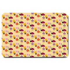 Colorful Ladybug Bess And Flowers Pattern Large Doormat 