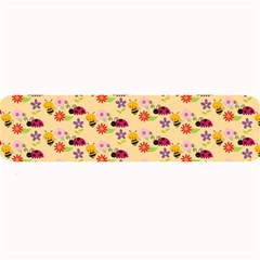 Colorful Ladybug Bess And Flowers Pattern Large Bar Mats by GardenOfOphir