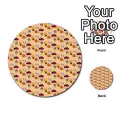 Colorful Ladybug Bess And Flowers Pattern Multi-purpose Cards (round)  by GardenOfOphir