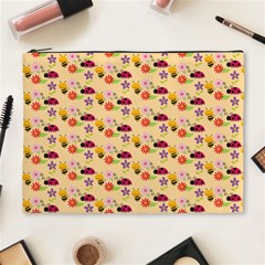 Colorful Ladybug Bess And Flowers Pattern Cosmetic Bag (xl) by GardenOfOphir