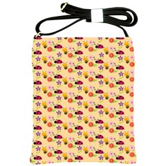 Colorful Ladybug Bess And Flowers Pattern Shoulder Sling Bags by GardenOfOphir