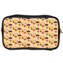 Colorful Ladybug Bess And Flowers Pattern Toiletries Bags 2-side by GardenOfOphir