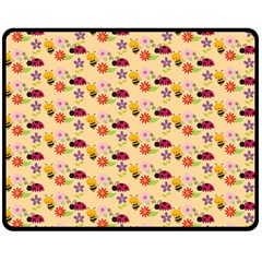 Colorful Ladybug Bess And Flowers Pattern Fleece Blanket (medium)  by GardenOfOphir