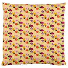 Colorful Ladybug Bess And Flowers Pattern Large Flano Cushion Cases (two Sides)  by GardenOfOphir