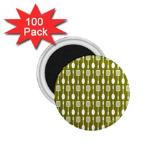 Olive Green Spatula Spoon Pattern 1 75  Magnets (100 Pack) 