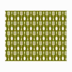 Olive Green Spatula Spoon Pattern Small Glasses Cloth