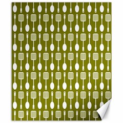 Olive Green Spatula Spoon Pattern Canvas 8  X 10  by GardenOfOphir