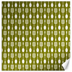 Olive Green Spatula Spoon Pattern Canvas 12  X 12   by GardenOfOphir