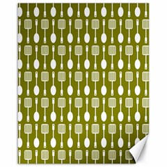 Olive Green Spatula Spoon Pattern Canvas 16  X 20   by GardenOfOphir