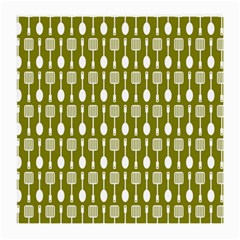 Olive Green Spatula Spoon Pattern Medium Glasses Cloth (2-side) by GardenOfOphir