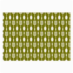 Olive Green Spatula Spoon Pattern Large Glasses Cloth (2-side) by GardenOfOphir