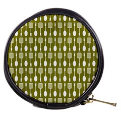 Olive Green Spatula Spoon Pattern Mini Makeup Bags by GardenOfOphir