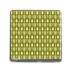 Olive Green Spatula Spoon Pattern Memory Card Reader (square) by GardenOfOphir