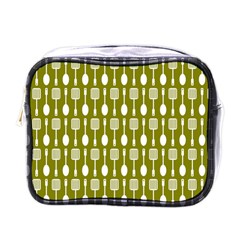 Olive Green Spatula Spoon Pattern Mini Toiletries Bags by GardenOfOphir