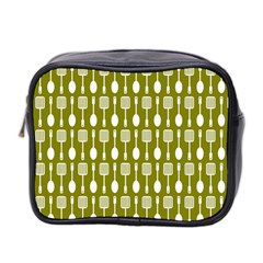 Olive Green Spatula Spoon Pattern Mini Toiletries Bag 2-side by GardenOfOphir