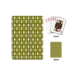 Olive Green Spatula Spoon Pattern Playing Cards (mini)  by GardenOfOphir