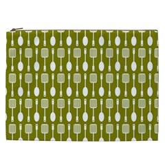 Olive Green Spatula Spoon Pattern Cosmetic Bag (xxl)  by GardenOfOphir