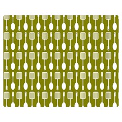 Olive Green Spatula Spoon Pattern Double Sided Flano Blanket (medium) 