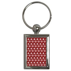 Red And White Kitchen Utensils Pattern Key Chains (rectangle)  by GardenOfOphir