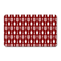 Red And White Kitchen Utensils Pattern Magnet (rectangular) by GardenOfOphir