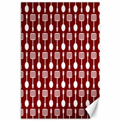 Red And White Kitchen Utensils Pattern Canvas 20  X 30  