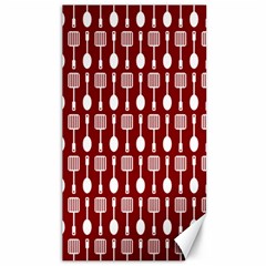 Red And White Kitchen Utensils Pattern Canvas 40  X 72  