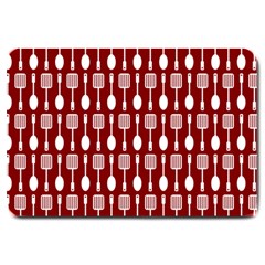 Red And White Kitchen Utensils Pattern Large Doormat 