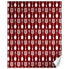 Red And White Kitchen Utensils Pattern Canvas 11  X 14   by GardenOfOphir