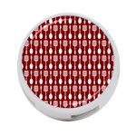 Red And White Kitchen Utensils Pattern 4-Port USB Hub (One Side) Front