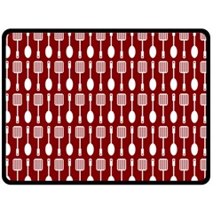 Red And White Kitchen Utensils Pattern Double Sided Fleece Blanket (large)  by GardenOfOphir