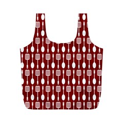 Red And White Kitchen Utensils Pattern Full Print Recycle Bags (m)  by GardenOfOphir