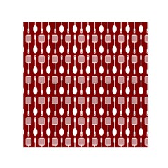 Red And White Kitchen Utensils Pattern Small Satin Scarf (square) 