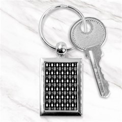 Black And White Spatula Spoon Pattern Key Chains (Rectangle) 