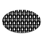 Black And White Spatula Spoon Pattern Oval Magnet Front