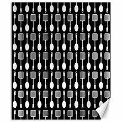 Black And White Spatula Spoon Pattern Canvas 8  X 10 