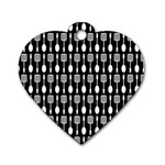 Black And White Spatula Spoon Pattern Dog Tag Heart (One Side) Front